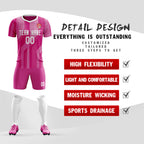 Custom Pink White Training Uniform Soccer Sets Jersey