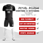 Custom Black Gray Black Training Uniform For Men Soccer Sets Jersey