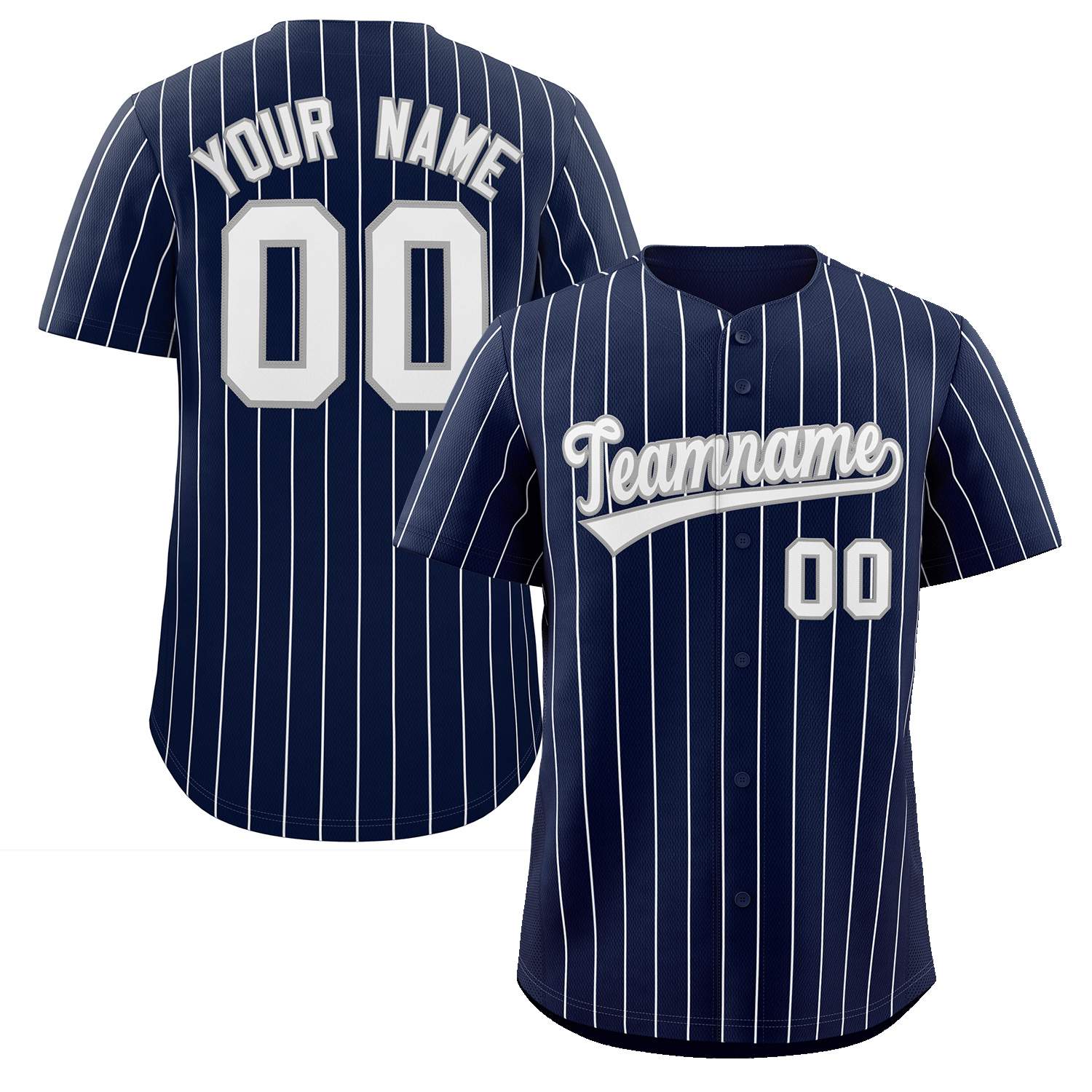 Custom Pinstripe Baseball Jersey Button Down Shirt Personalized for Adults/Youth