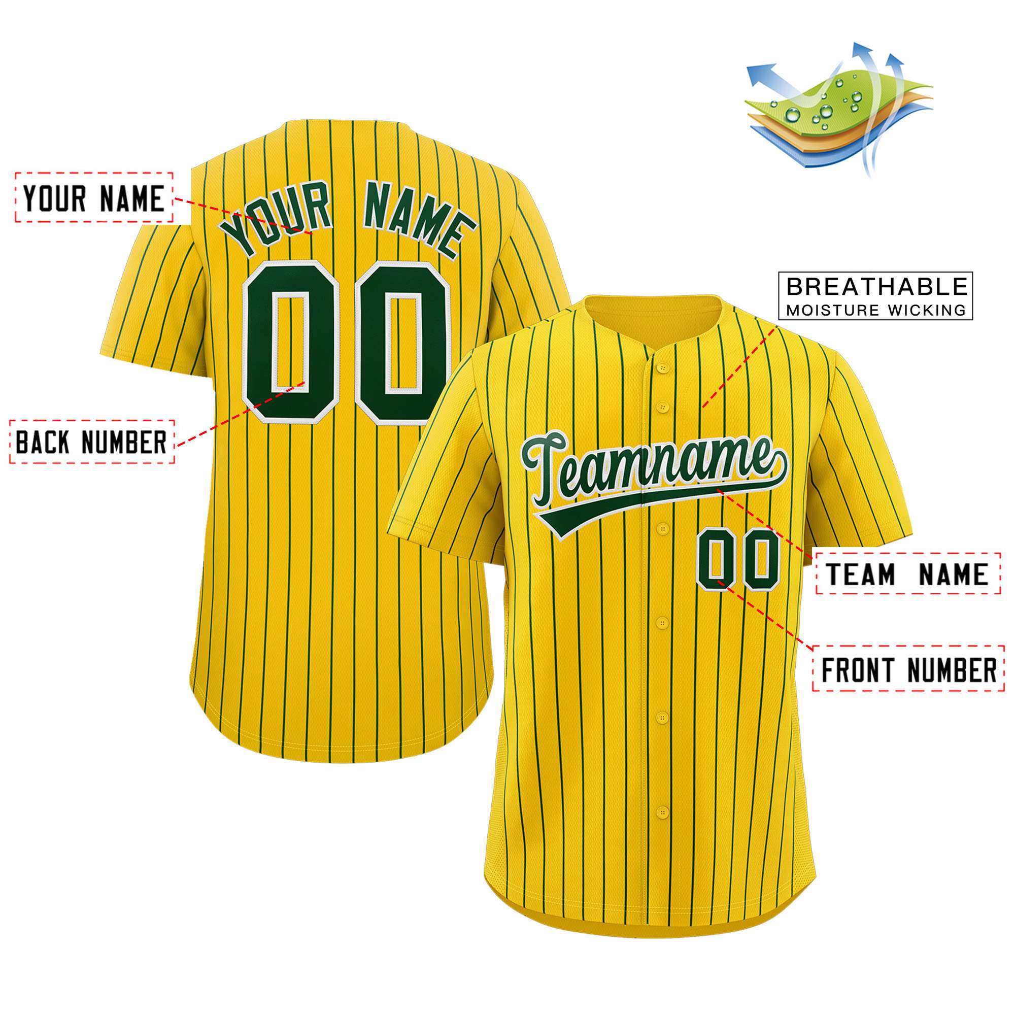 Custom Pinstripe Baseball Jerseys Personalized Button-Down Shirts for Teams