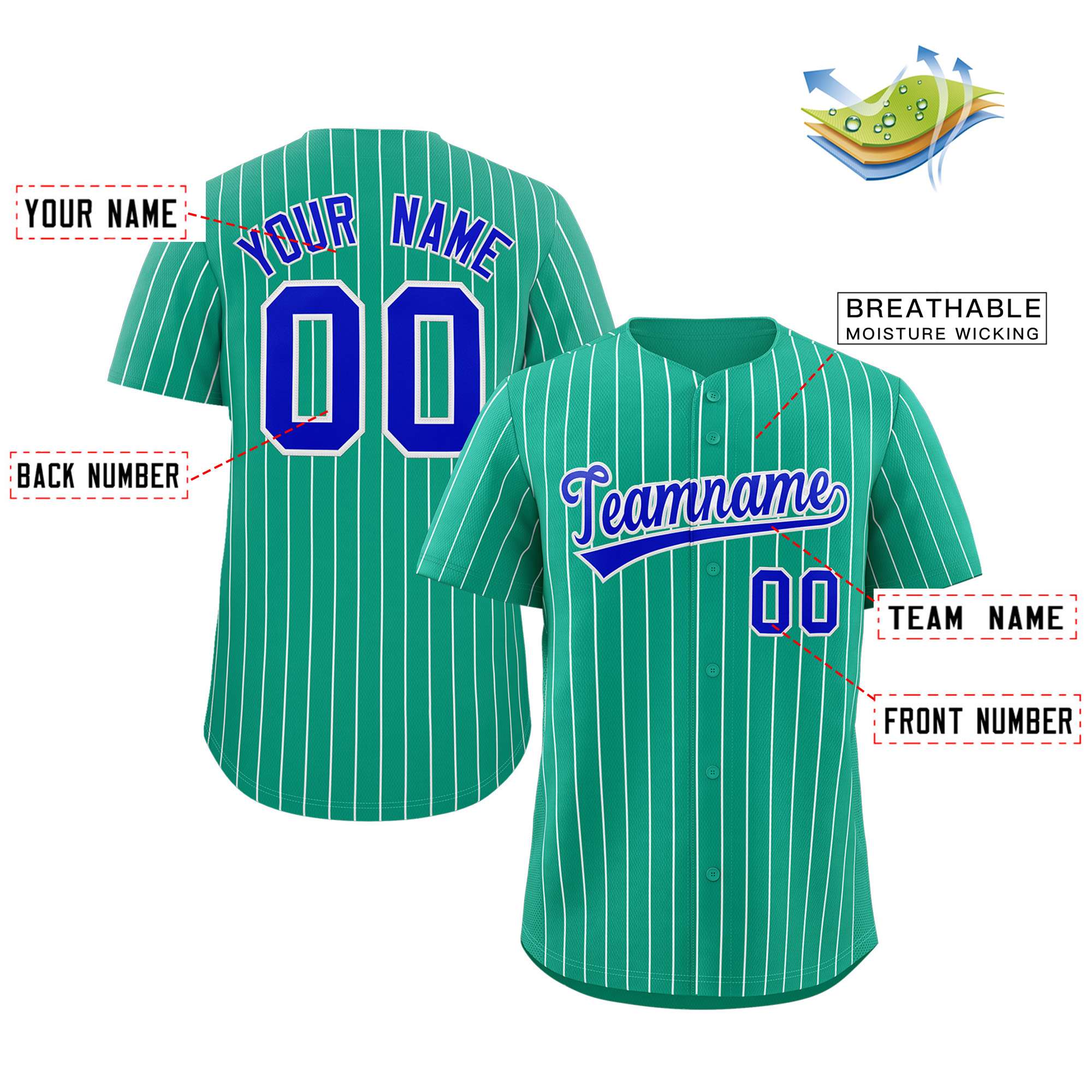 Custom Pinstripe Baseball Jersey Button Down Shirt Personalized for Adults/Youth
