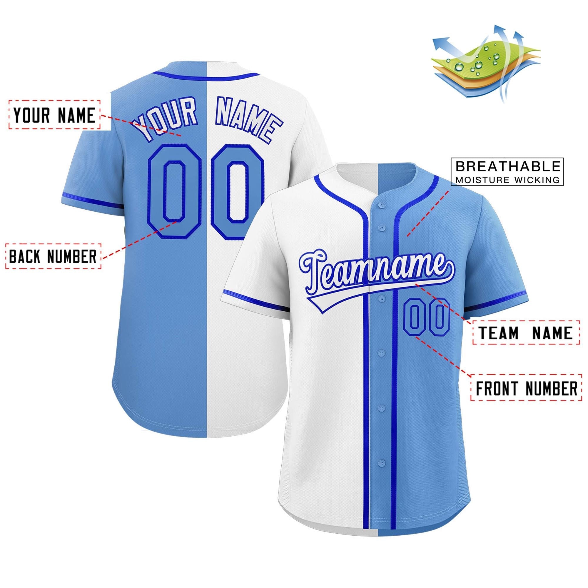 Custom Split Button Down Baseball Jersey Personalized Team Sports Uniform for Adults/Youth