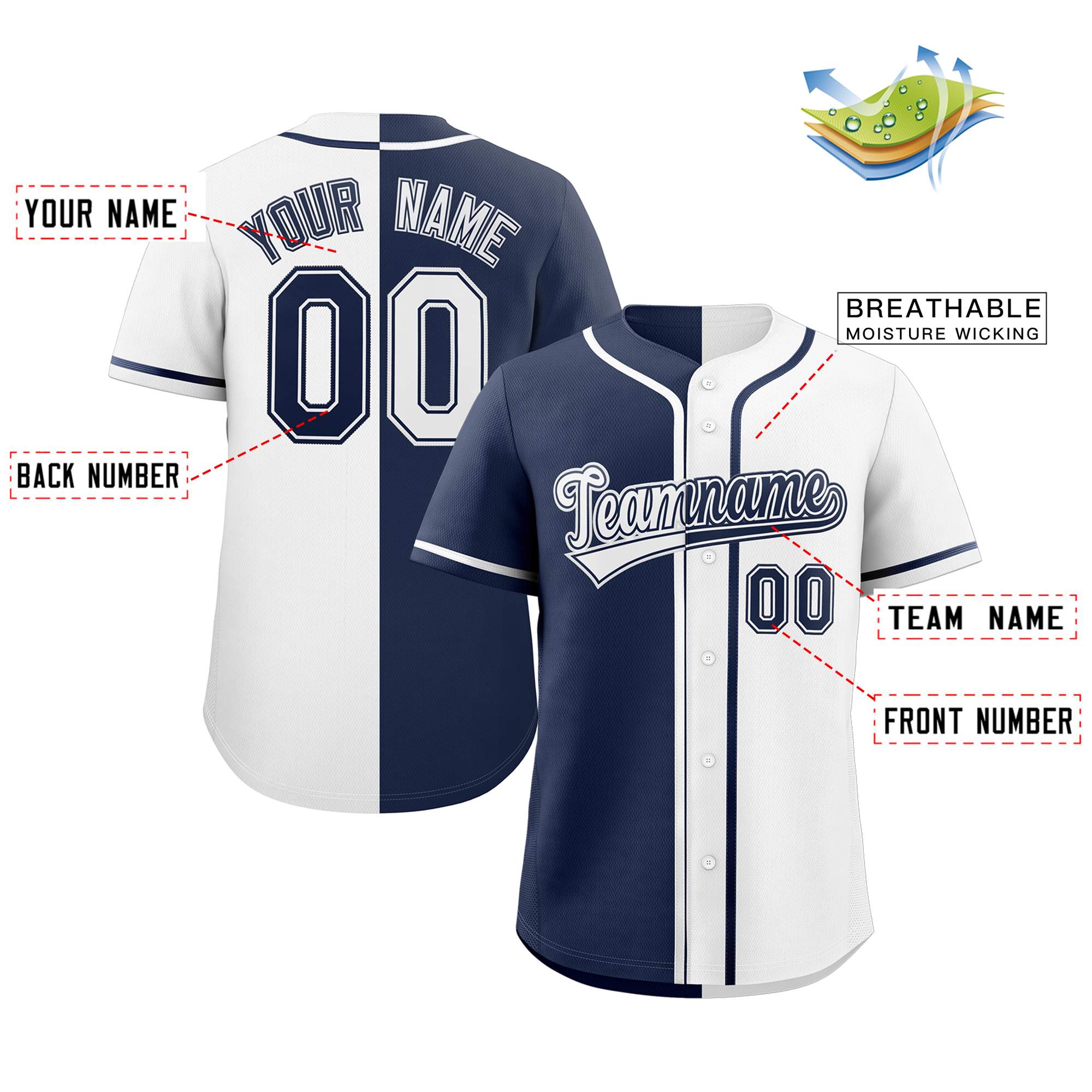 Custom Split Baseball Jersey Button Down Stitched Personalized Shirts for Adults/Boy