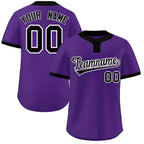 Custom Purple Black-White Classic Style Authentic Two-Button Softball Jersey