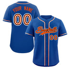 Custom Royal Orange-White Classic Style Authentic Baseball Jersey