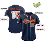 Custom Baseball Navy Orange Classic Style Authentic Baseball Jersey