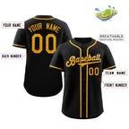 Custom Black Yellow Classic Style Authentic Baseball Jersey