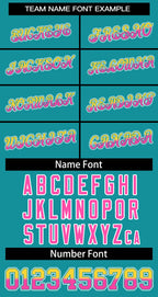 Custom Aqua Gold Pink-Aqua Stripe Font Gradient Fashion Authentic Baseball Jersey