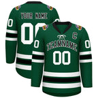 Custom Green Black-White Lace-Up Neck Hockey Jersey