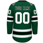 Custom Green Black-White Lace-Up Neck Hockey Jersey