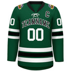 Custom Green Black-White Lace-Up Neck Hockey Jersey
