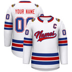 Custom White Red-Royal Classic Style Hockey Jersey