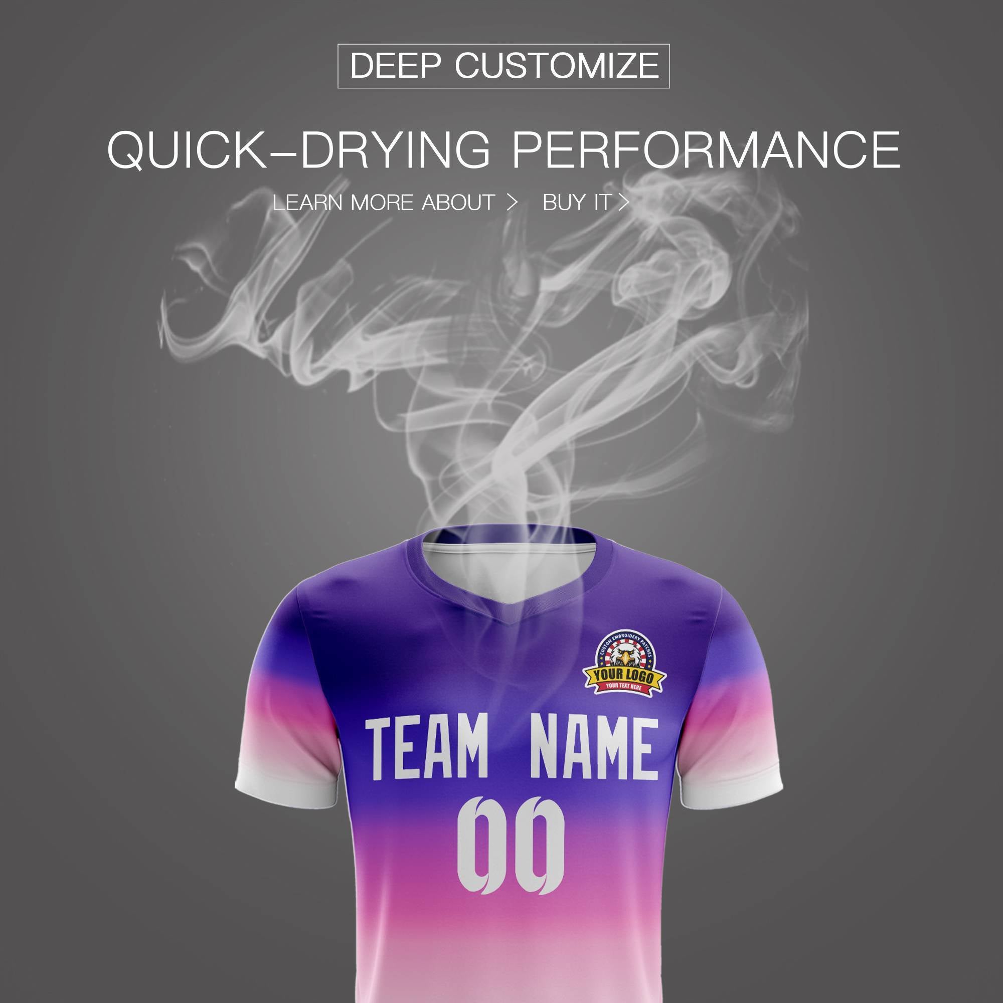 Custom Purple White Casual Sport Soccer Sets Jersey