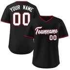 Custom Black Classic Style V-Neck Authentic Pullover Baseball Jersey