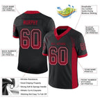 Custom Black Red-Gray Drift Fashion Mesh Authentic Football Jersey