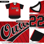 Custom Aqua Light Red-Black Gradient Fashion Authentic Pullover Pinstripe Baseball Jersey