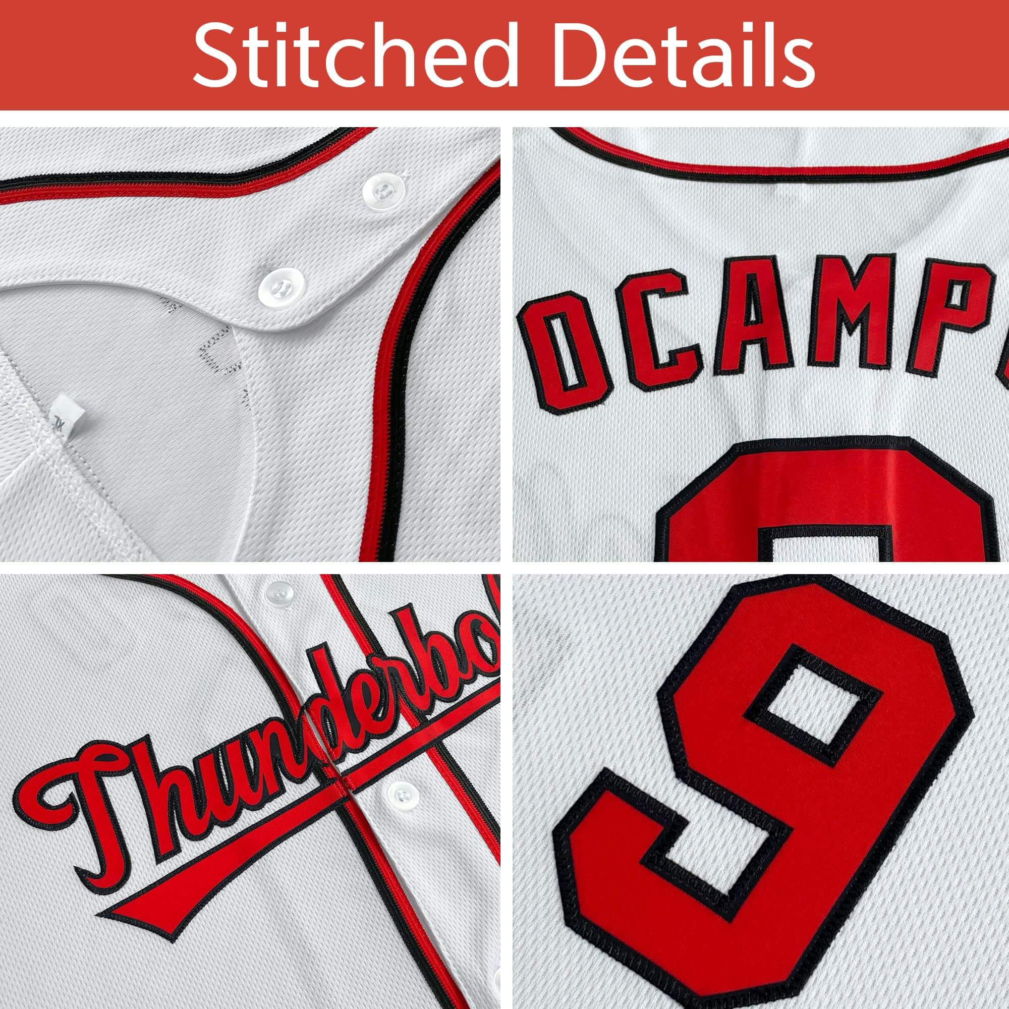 Custom Red Black-White Stripe Fashion Raglan Sleeves Authentic Two-Button Softball Jersey