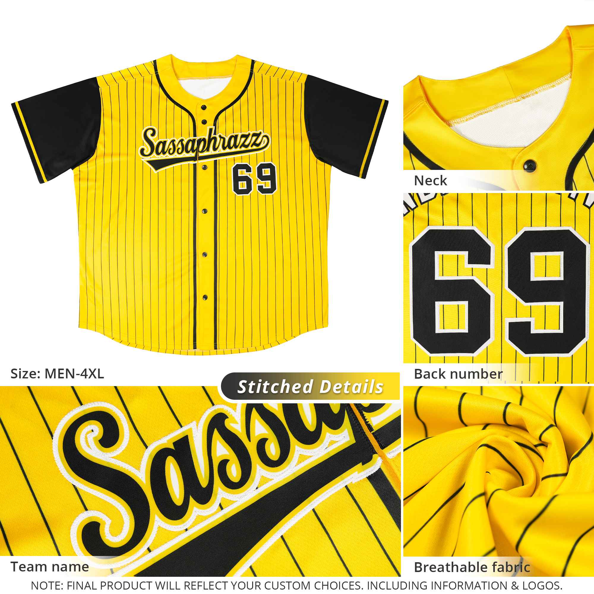 Custom Black Gold Stripe Fashion Raglan Sleeves Authentic Baseball Jersey