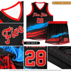 Custom Black Khaki and Red Graffiti Pattern Sports Uniform Basketball Jersey