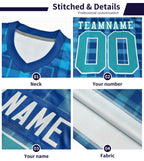 Custom Aqua Personalized Plaid Pattern Design Authentic Football Jersey