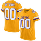 Custom Gold White-Purple Classic Style Mesh Authentic Football Jersey