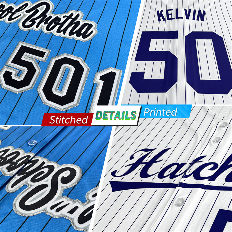 Custom Pinstripe Baseball Jersey Button Down Shirt Personalized for Adults/Youth