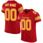 Custom Red Gold-White Classic Style Mesh Authentic Football Jersey