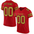 Custom Red Old Gold-Black Classic Style Mesh Authentic Football Jersey