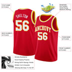 Custom Red White-Yellow Classic Tops Men/Boy Athletic Basketball Jersey
