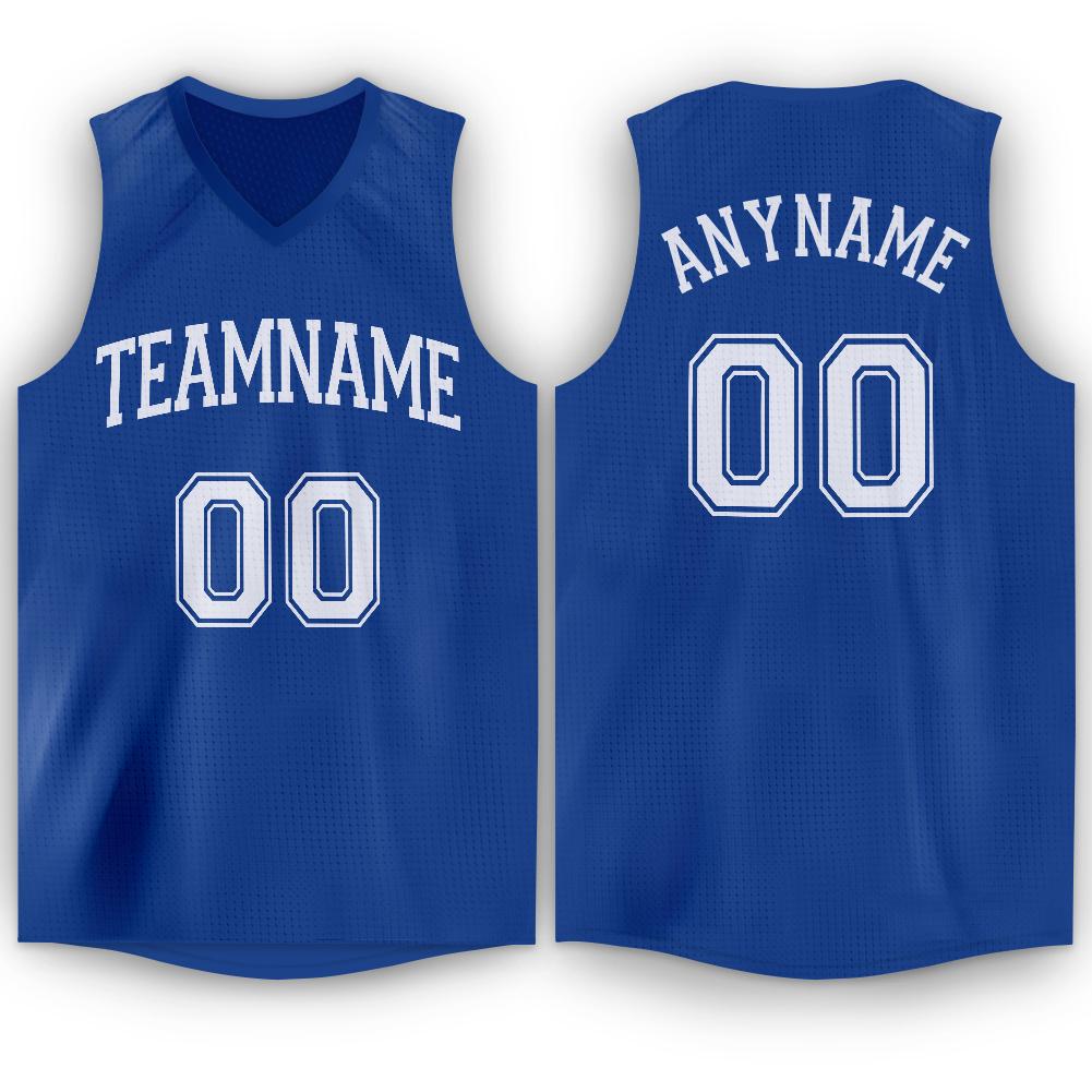 Custom Royal White Classic Tops Tank Top Basketball Jersey