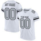 Custom White Silver-Black Classic Style Mesh Authentic Football Jersey