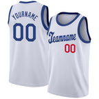 Custom White Royal-Red Classic Tops Men/Boy Basketball Jersey